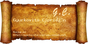 Gyurkovits Ciprián névjegykártya